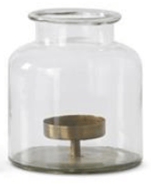 Clear Glass Jar With Metal Pillar Candleholder, 4 Sizes
