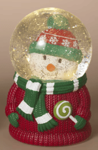 7.75"H B/O Lighted Spinning Water Globe w/ Bobbling Head, Timer & USB Cord, 2 Styles