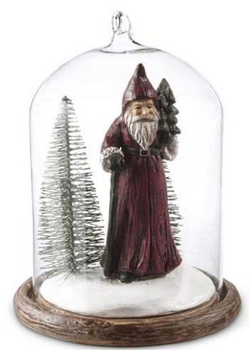 5.25 Inch Glass Cloche Resin Santa Ornament