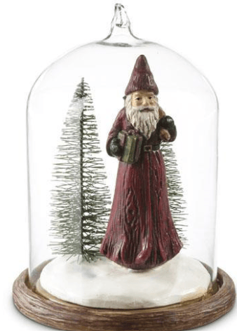 5.25 Inch Glass Cloche Resin Santa Ornament
