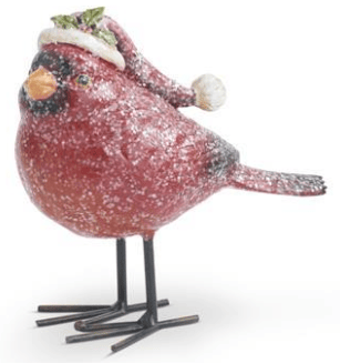 Assorted Glittered Resin Cardinals with Stocking Caps, 3 Styles