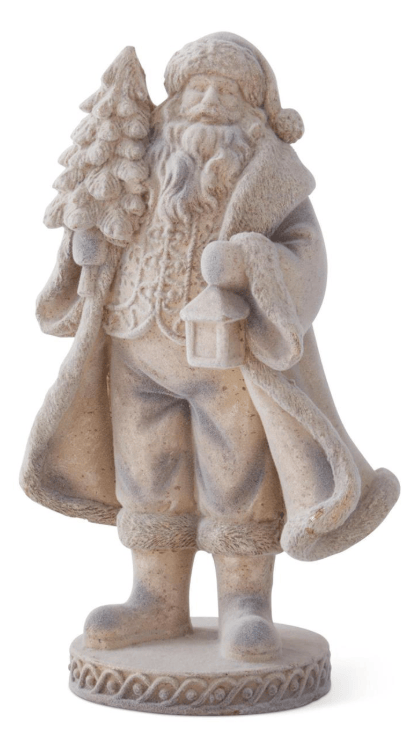 9 Inch Gold Speckled Flocked Santa, 2 Styles