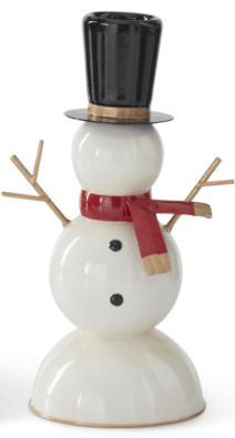 Black & White Metal Snowmen with Red Scarves Taper Candleholders, 2 Sizes