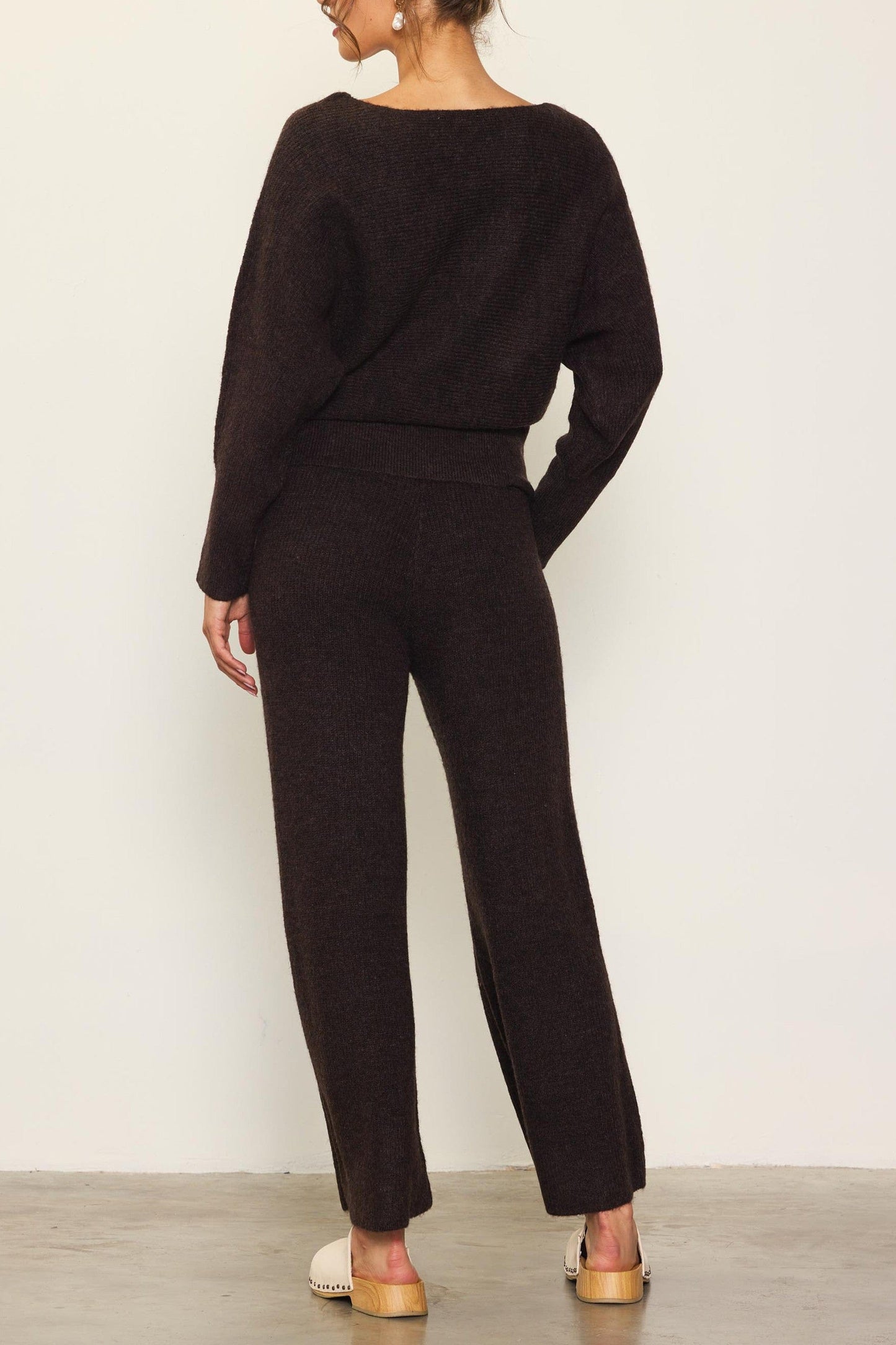 Off Shoulder Rib-knit Sweater Set