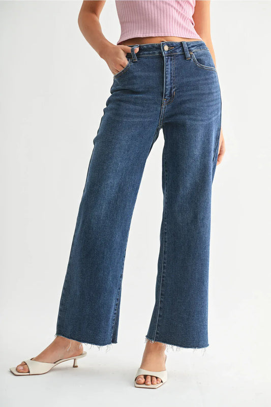 Dark Slim Wide Leg Jeans