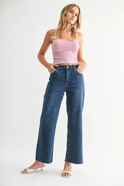 Dark Slim Wide Leg Jeans