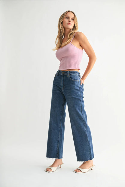 Dark Slim Wide Leg Jeans