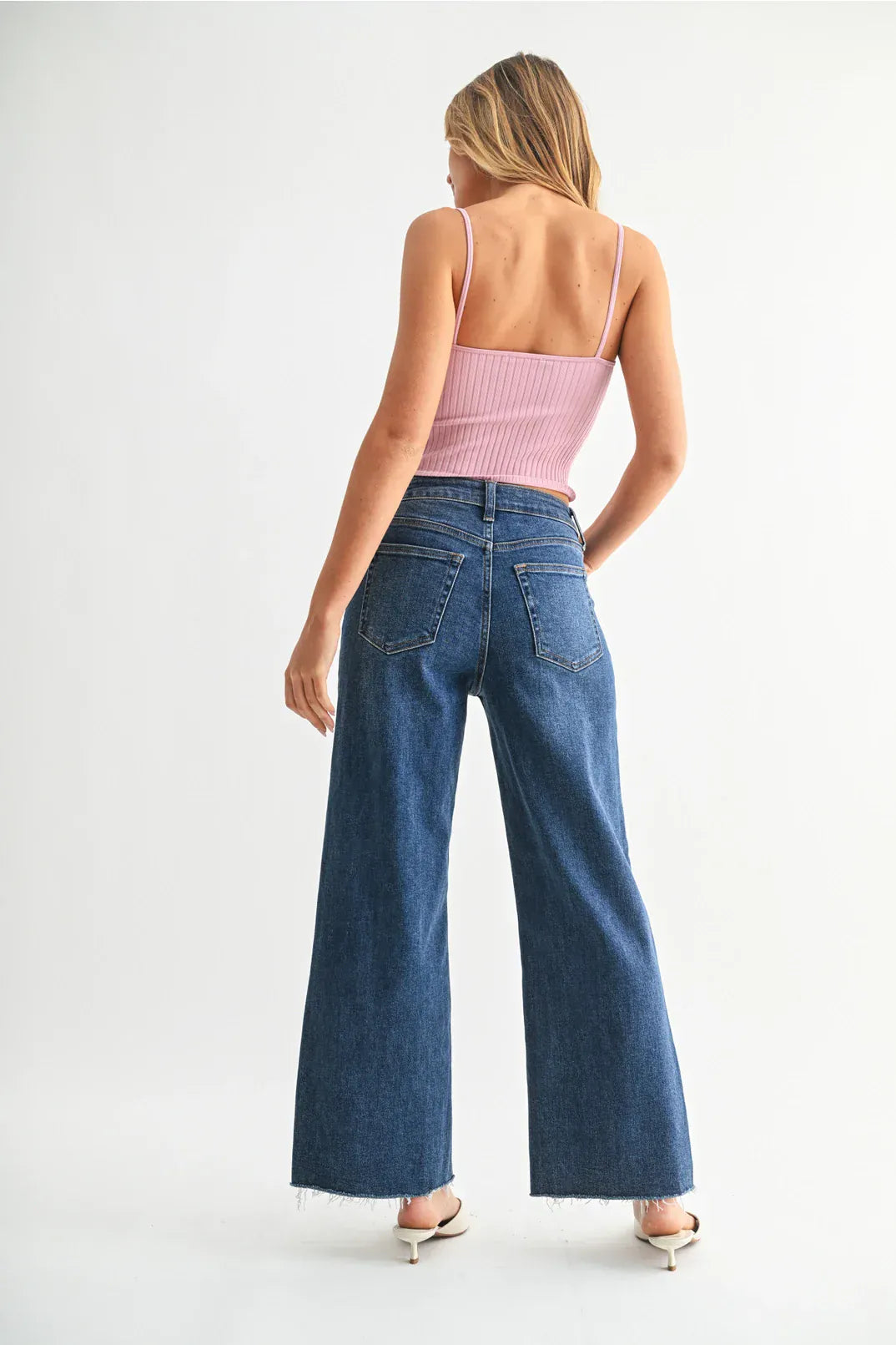 Dark Slim Wide Leg Jeans