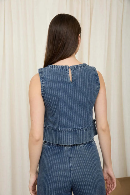 Stripe Washed Denim Top