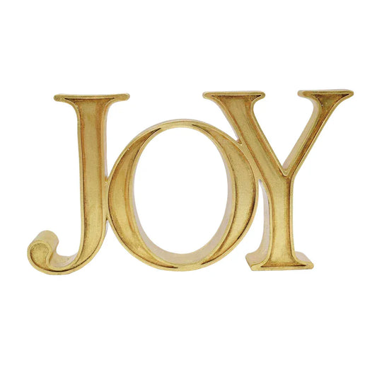 Gold resin JOY word sign decorative tabletop accent piece