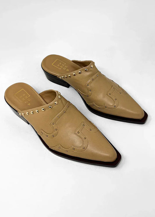 THALIA Nude slip-on mule Shoes