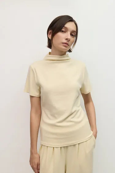The Carrie Top | Soft Knit Turtleneck Short Sleeve Top