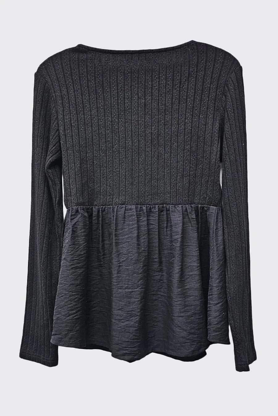 Black Twofer Knit Tie Front Top