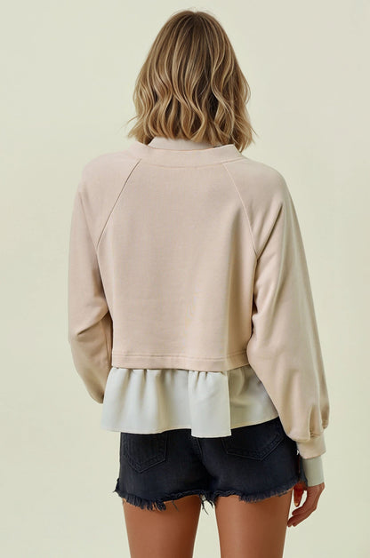 Sweatshirt Twofer V Neck Top