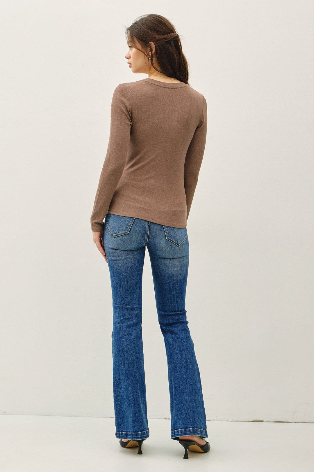 Modal Classic Ribbed U Neck Longsleeve Basic Top