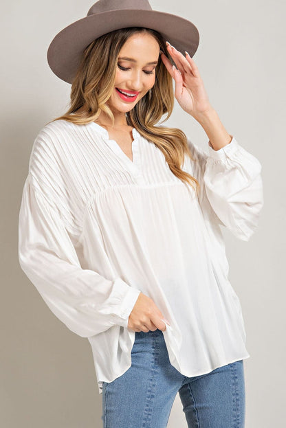 Plus V Neck Puff Sleeve Top