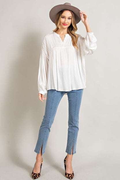 Plus V Neck Puff Sleeve Top