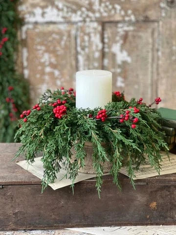 Emerald Falls w/ Berry Candle Ring | 14"