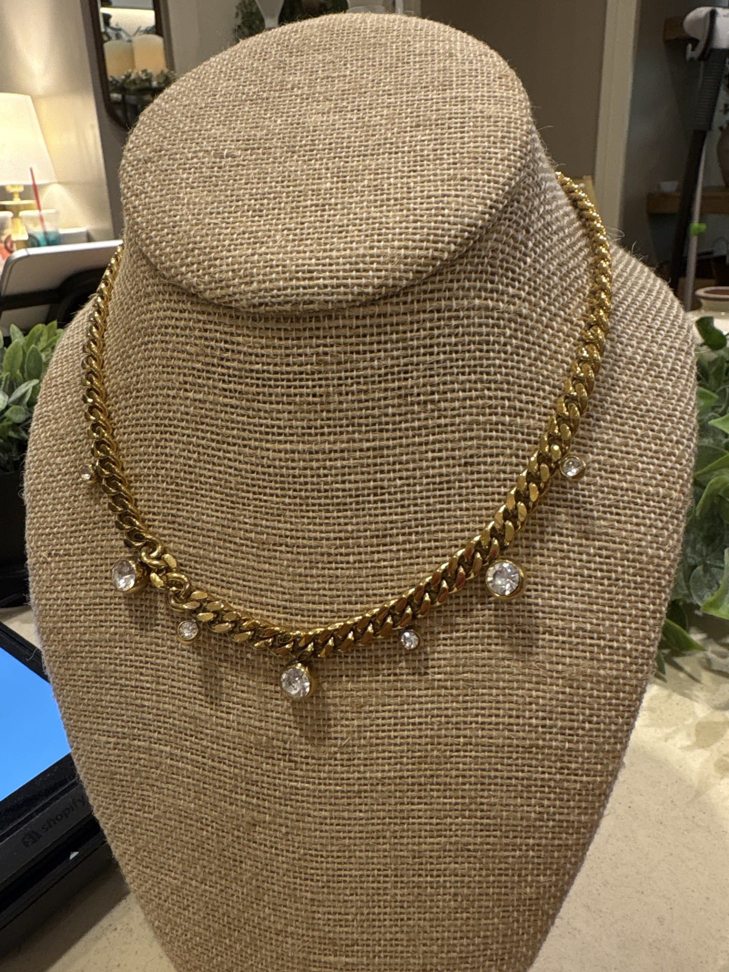 Valentina Cuban Chain with CZ Crystal Drops Necklace