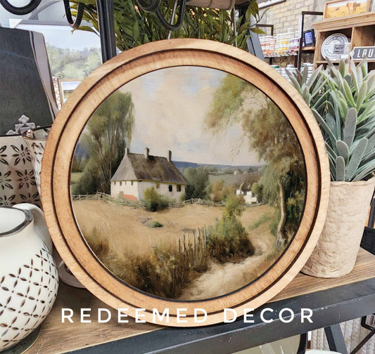 8" Round White Cottage Art