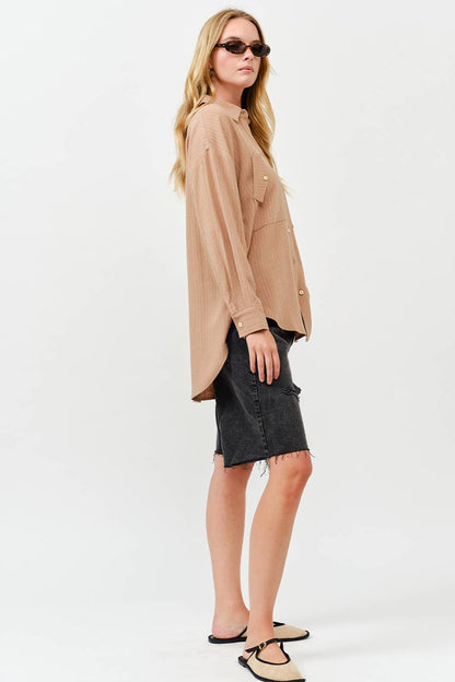 Stripe Linen Shirt Top