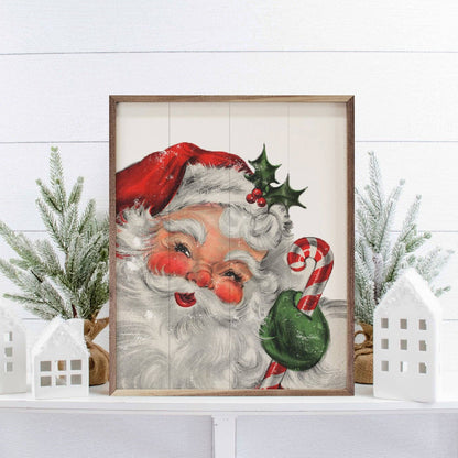 Santa With Candy Cane Art Print