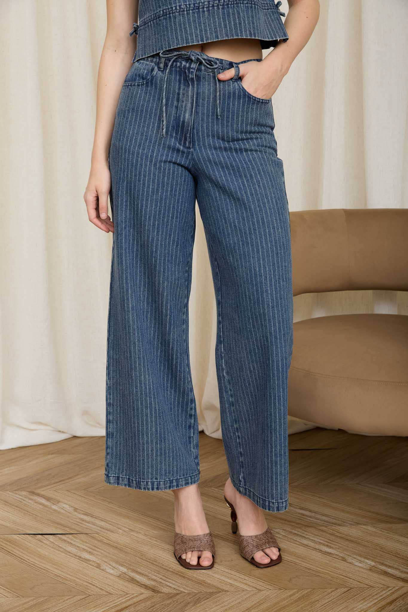 Stripe Washed Denim Jeans
