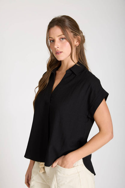 Split Neck Linen Top