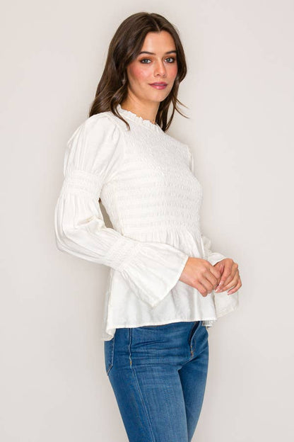 Lourdes Smocked Long Sleeve Blouse