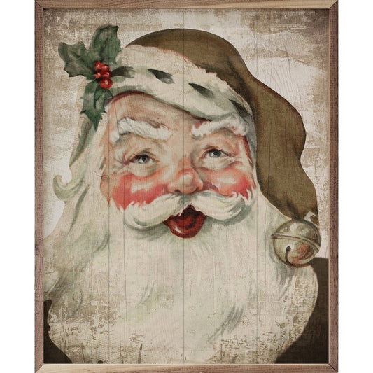 Santa With Bell And Holly Bronze Hat Art Print