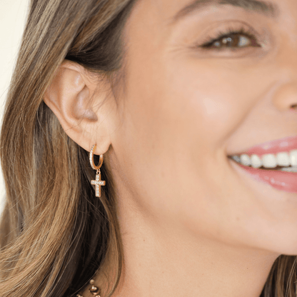 Pave Huggies - Cross