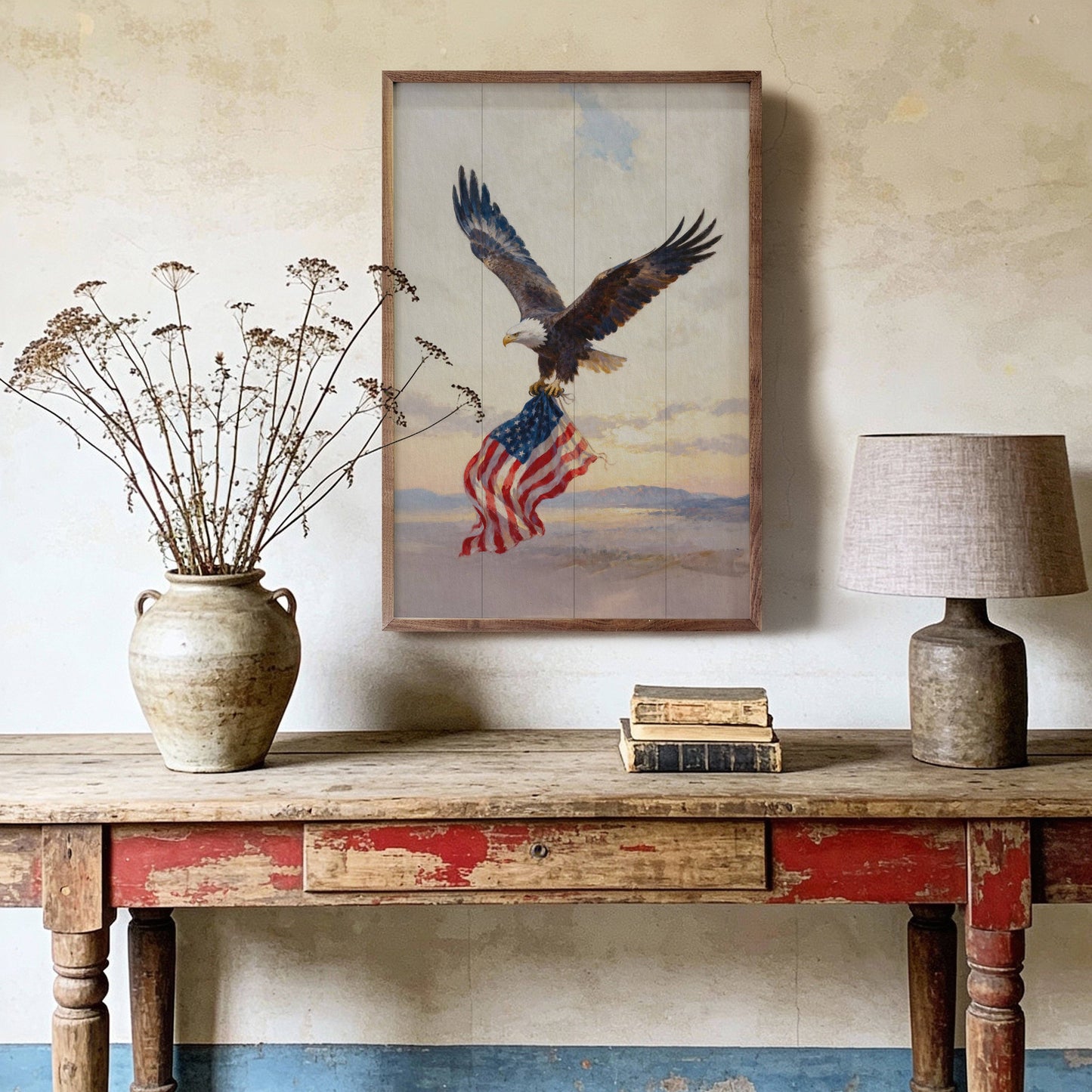 Patriotic Eagle Landscape Art Print