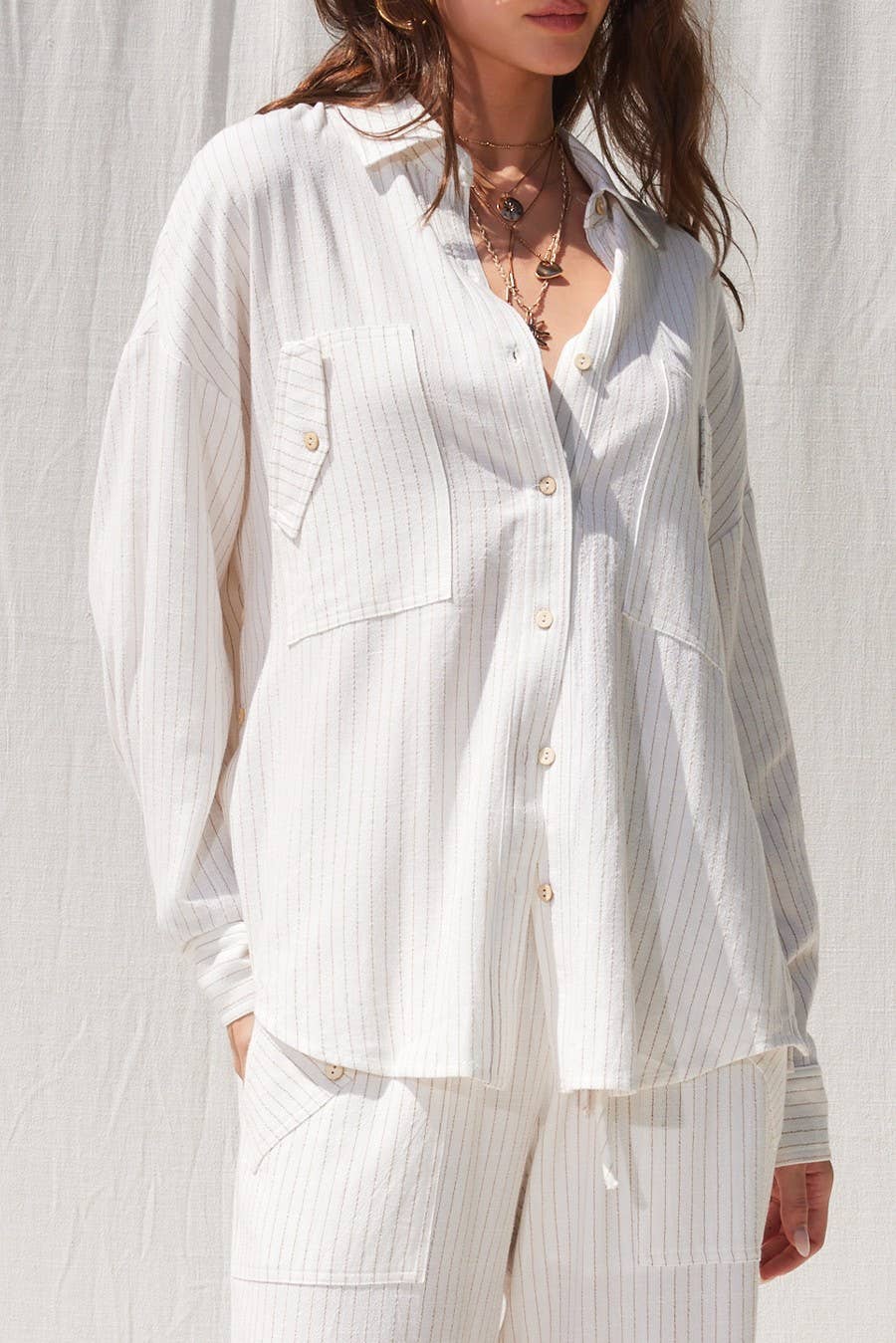 Stripe Linen Shirt Top