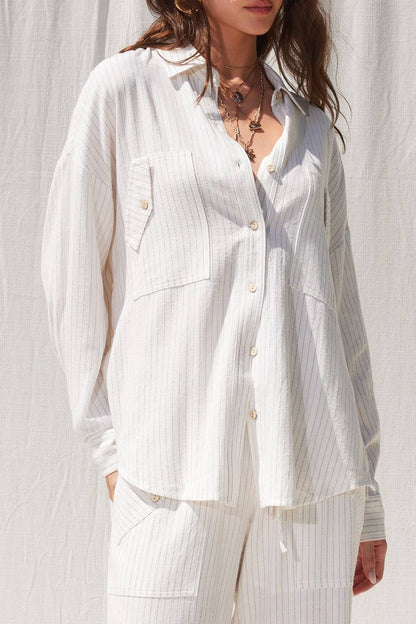 Stripe Linen Shirt Top