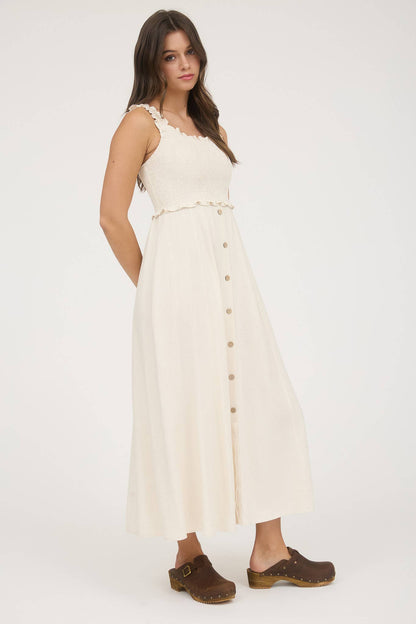 Smocked Button Down Dress