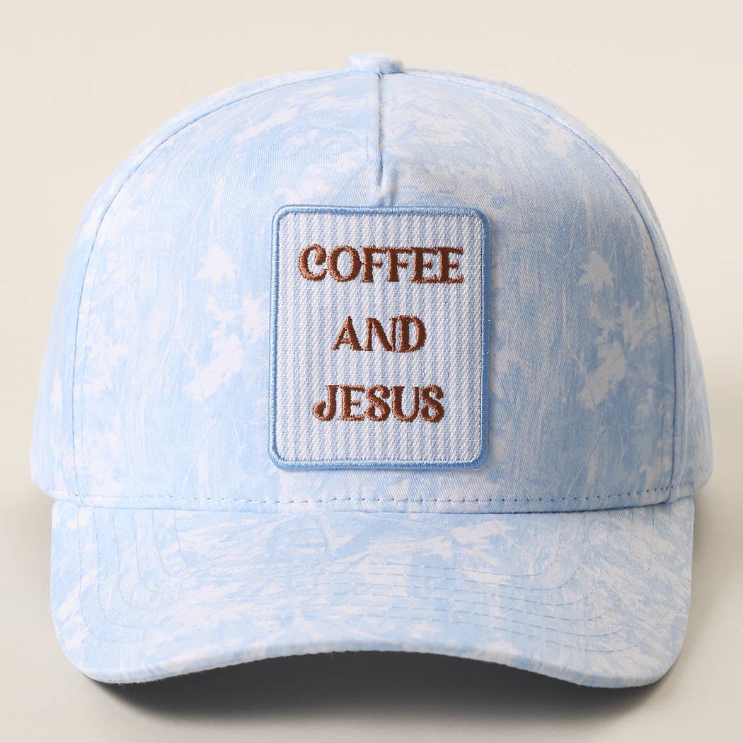 COFFEE AND JESUS Patch Embroidered Camo Trucker Hat