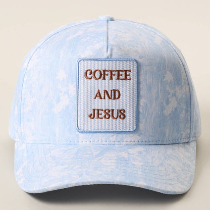 COFFEE AND JESUS Patch Embroidered Camo Trucker Hat
