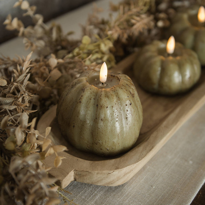 4" GREEN 3D FLAME TALL PUMPKIN CANDLE