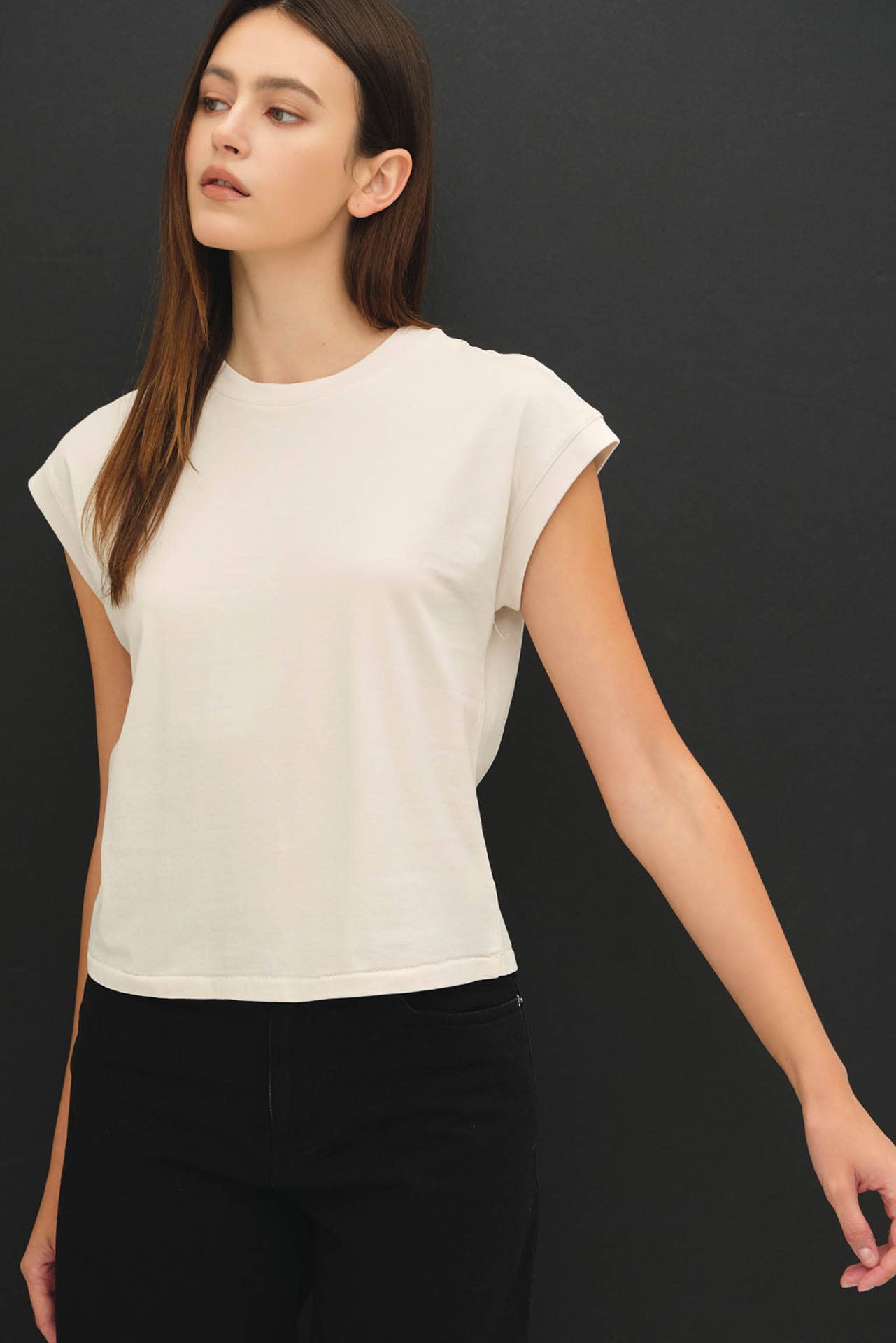 Garment Dyed Cap Sleeve Crew