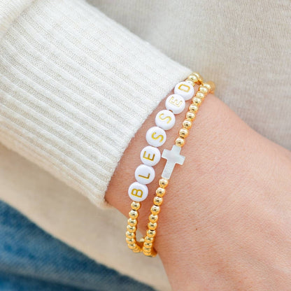 Stretch Breaded Bracelet w/ Cross