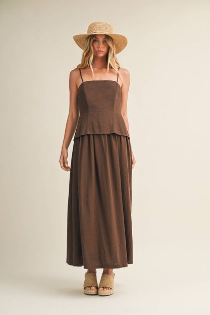 Architectural Tiered Bodice Maxi Dress