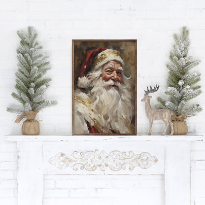 Santa In Red With Gold Art Print