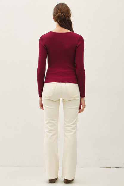 RIBBED BUTTON UP CARDIGAN