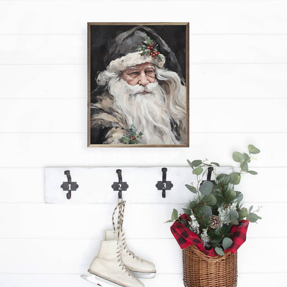 Wise Grayscale Santa Art Print