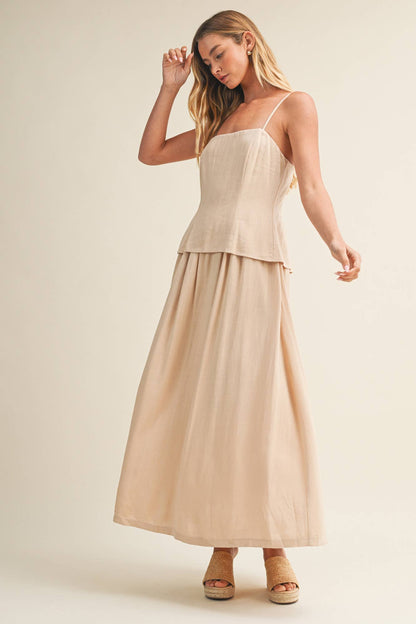 Architectural Tiered Bodice Maxi Dress