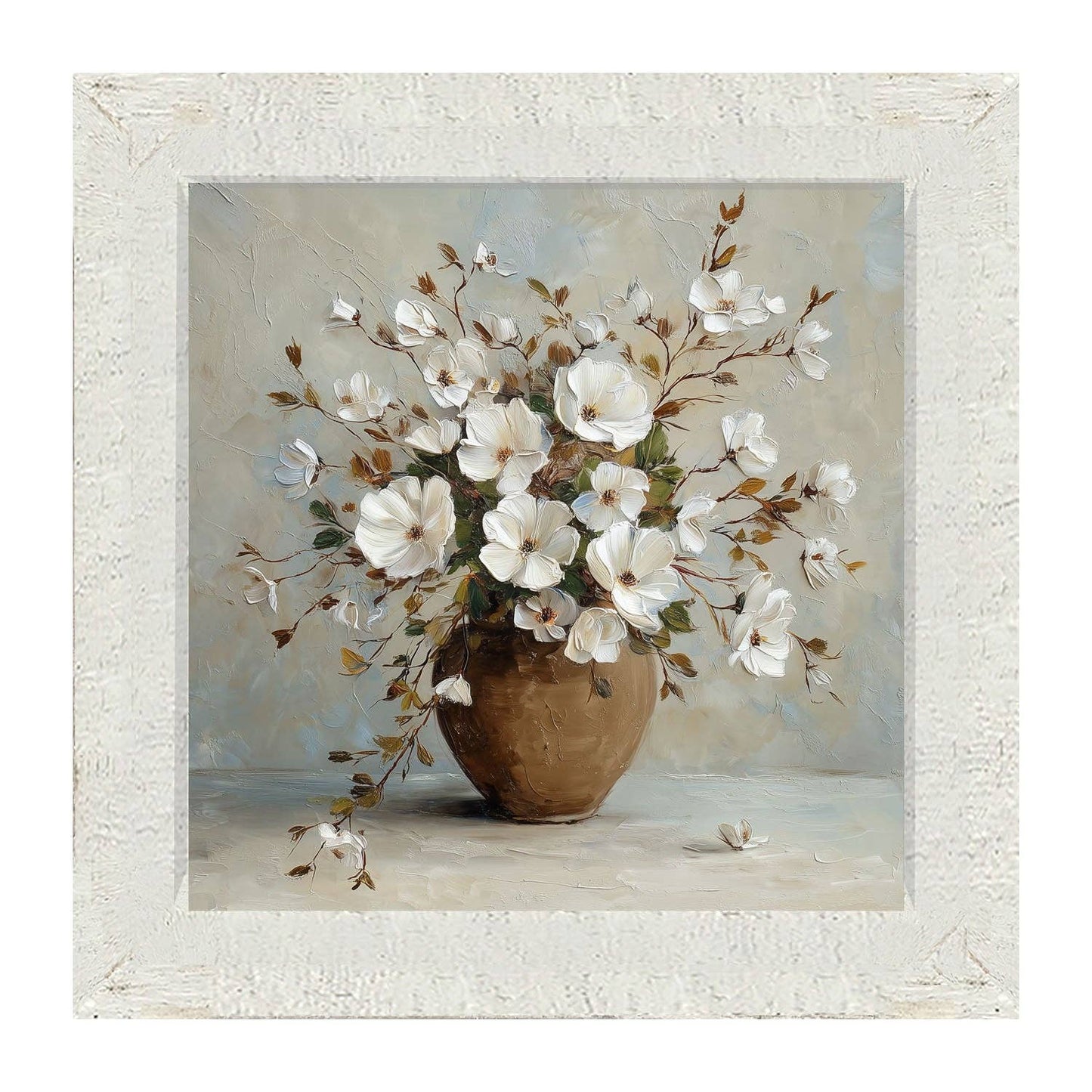 Copper Vase with White Floral Bouquet