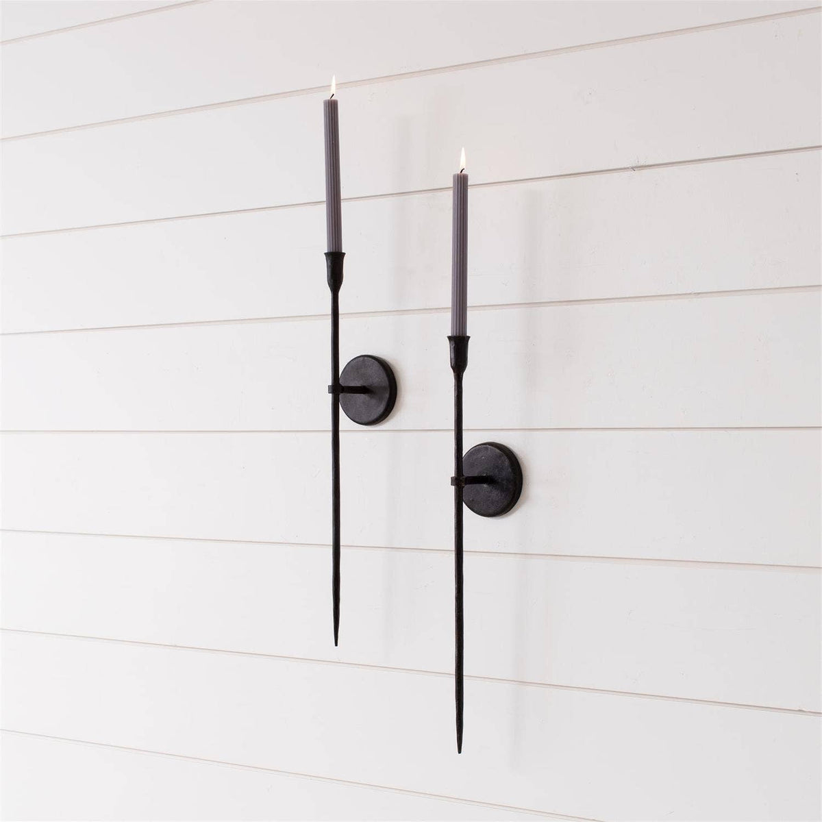 Black Iron Taper Candle Wall Sconce (Pk/04)