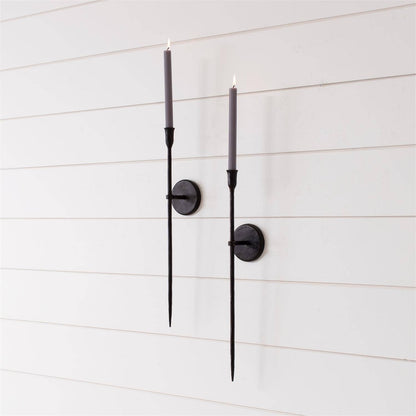 Black Iron Taper Candle Wall Sconce (Pk/04)