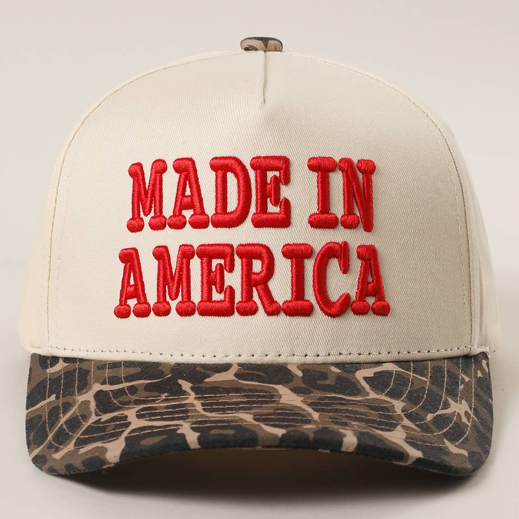 MADE IN AMERICA 3D Embroidered Two-Tone Leopard Brim Trucker