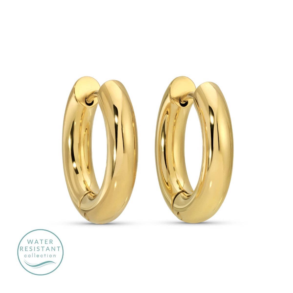 4mm Wide Round Huggies, Water Resistant Earrings